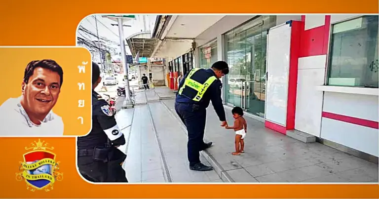 Peuter van nog geen 2 jaar, kuiert alleen over de Thepprasit road in Pattaya, de provinciale kinderbescherming neemt de kleine onder hun hoede