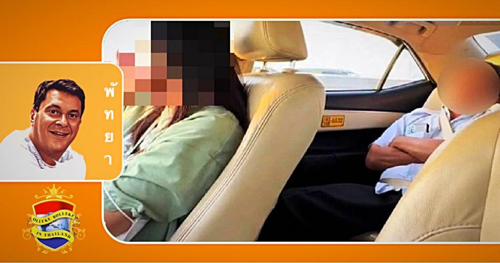 Thaise vrouw rijdt slaperige taxichauffeur van Pattaya naar luchthaven