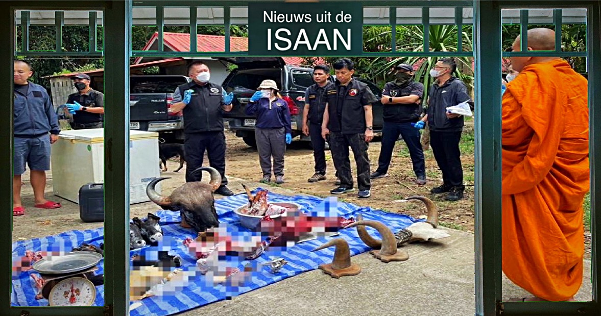 Thaise abt vlucht zijn tempel in Noordoost-Thailand uit, nadat er kadavers van wilde dieren in zijn kamer zijn gevonden