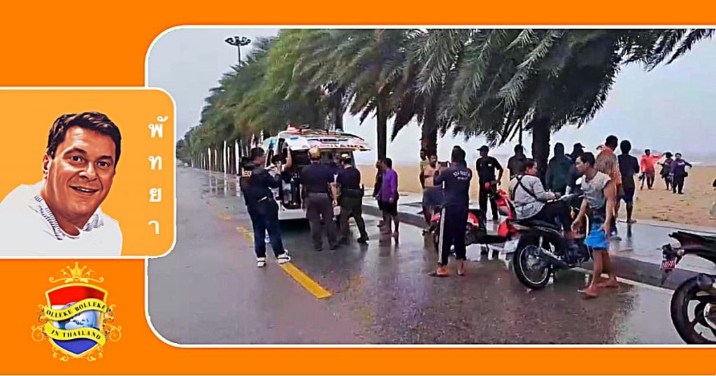 Twee vissers gered nadat hun boot als gevolg van zwaar weer bij Jomtien Beach omsloeg