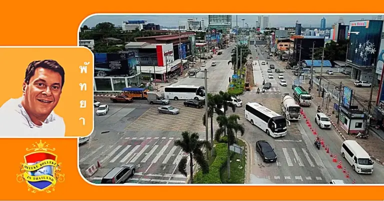 Burgemeester initieert de verkeersoplossingen voor verkeersopstoppingen op kruispunten in Noord-Pattaya