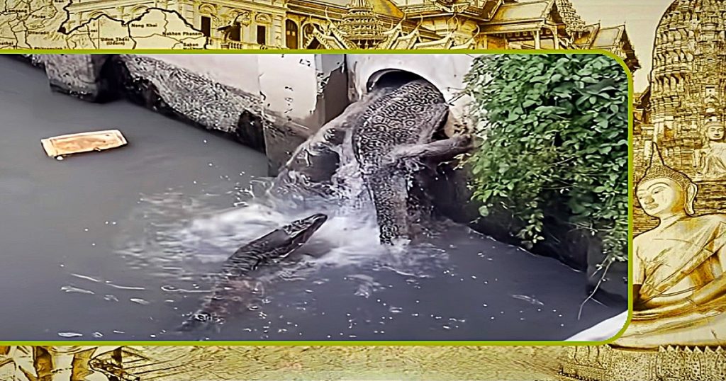 Uit de kluiten gegroeide varanen kruipen in de rioolbuis van Bangkok, wat wat angst en vrees bij de bewoners oproept