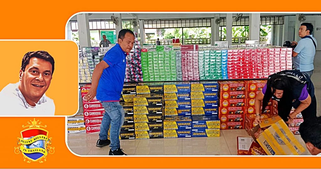 Belastingdienst Thailand neemt in Chonburi meer dan 1,000 sloffen gesmokkelde sigaretten in beslag 