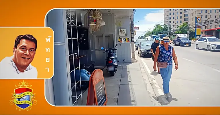 Een onwettig geplaatste muur op de Naklua road in Pattaya vormt een significant veiligheidsrisico voor voetgangers