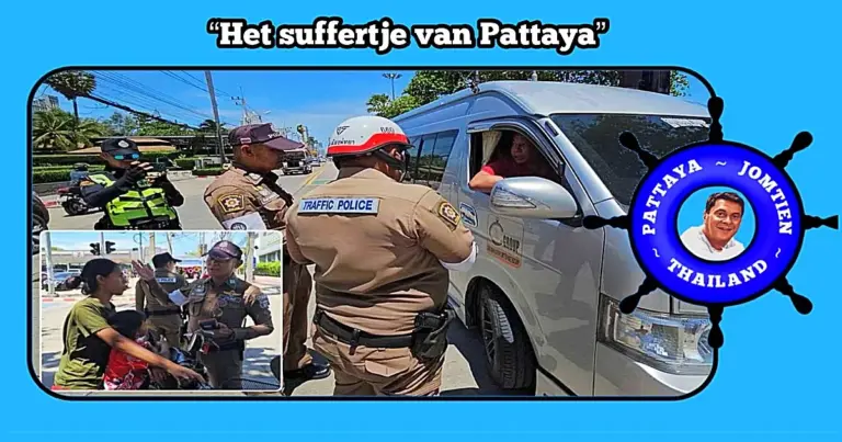 Verkeerspolitie treedt op tegen verkeersovertredingen op de Jomtien Beach Road van Pattaya