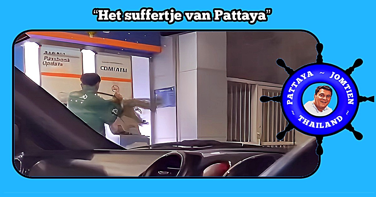 Een gefrustreerde Grabfood-bezorger ramt geldautomaat in Oost-Pattaya in elkaar