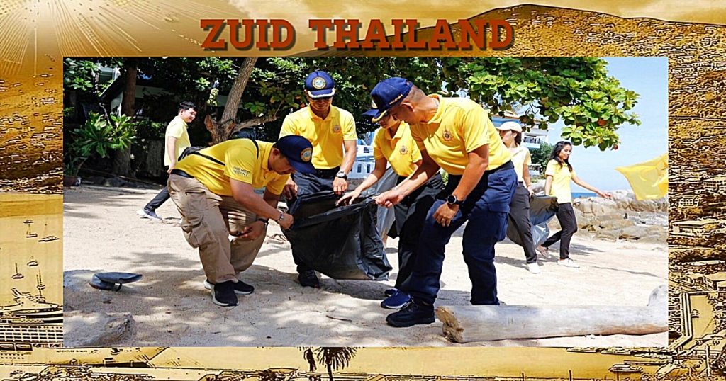 Het in Zuid-Thailand gelegen Surat Thani markeert de verjaardag van de koning met strand- en onderwaterschoonmaak