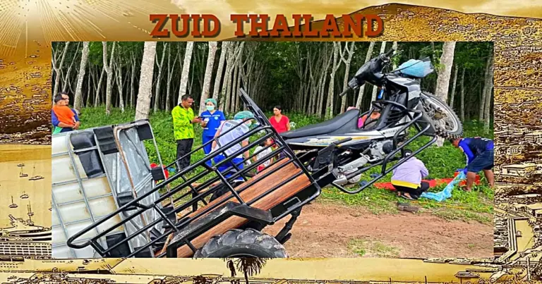 Te zwaar beladen Saleng in Zuid-Thailand steigert, en rijdt vervolgens over een 9-jarig kind heen, wat het niet overleefde