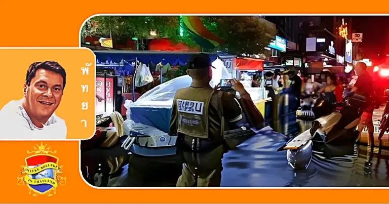 Autoriteiten in Pattaya treden hard op tegen illegaal opgestelde kraampjes en in gebruik genomen trottoirs.