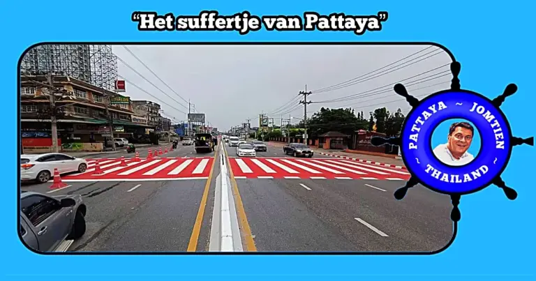 Pattaya heeft het zebrapad bij het Dusit Thani College een nieuwe lik verf gegeven