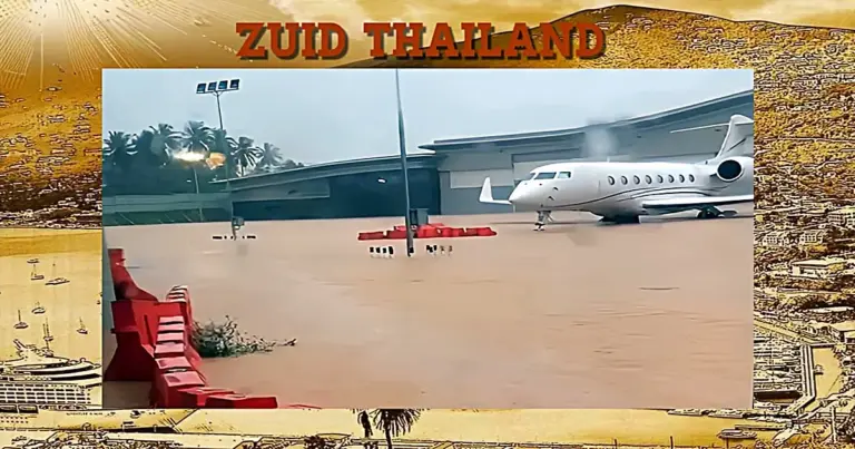 Veertien vluchten moesten uitwijken nadat de luchthaven van Phuket onder water kwam te staan