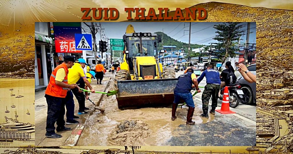 Phuket met man en macht bezig om de stad weer spik en span te krijgen na de plotselinge overstromingen