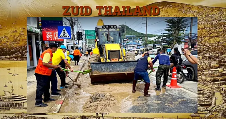 Phuket met man en macht bezig om de stad weer spik en span te krijgen na de plotselinge overstromingen