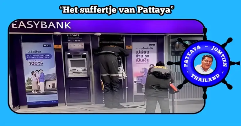 Al het geld verbrand nadat een ATM in Pattaya Zuid in vlammen uitbarst 