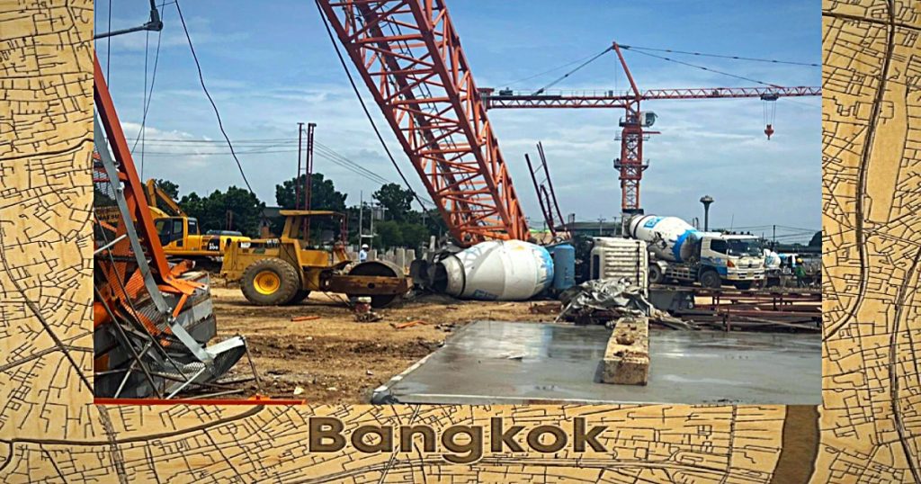 Twee doden en zeven gewonden bij het instorten van een kraan op de bouwplaats in Bangkok