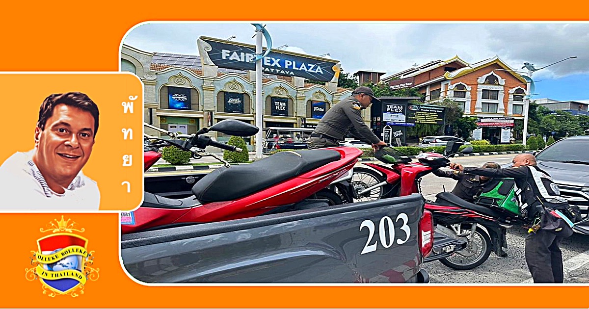 De kustplaats Pattaya treedt hard tegen stoepparkeerders op