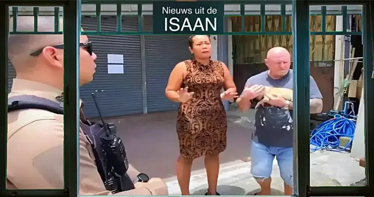 Thais-Brits paar in Noordoost-Thailand behoed een jong hondje voor een ijselijke mishandeling