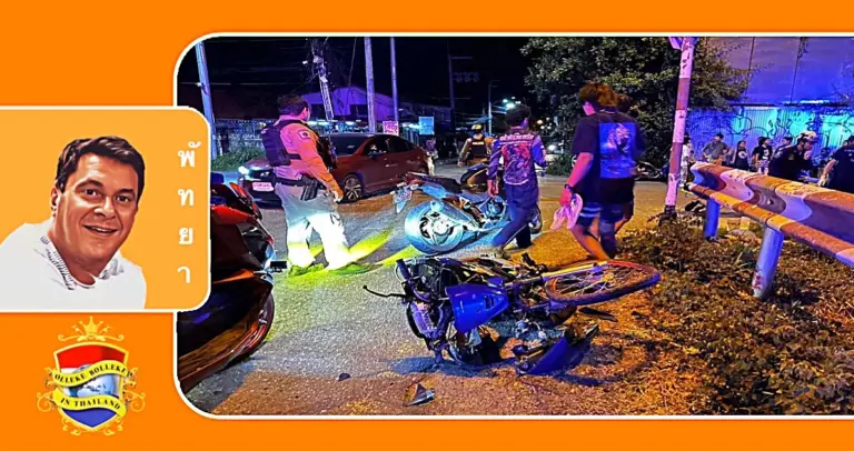 Vier motorrijders ernstig gewond na botsing met elkaar tijdens vlucht voor politie van Pattaya