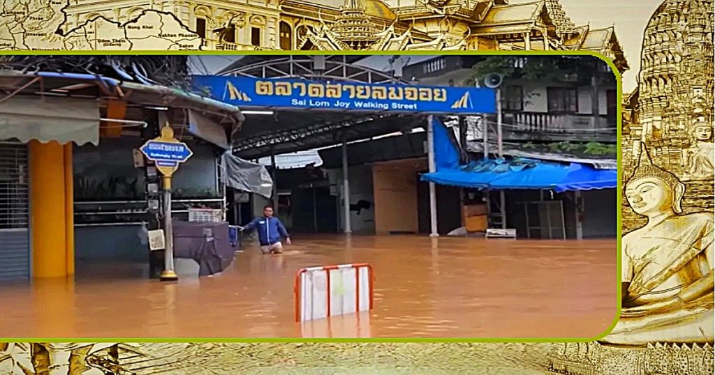 Afgelopen nacht is de Mae Sai-rivier in Noord-Thailand buiten haar oevers getreden