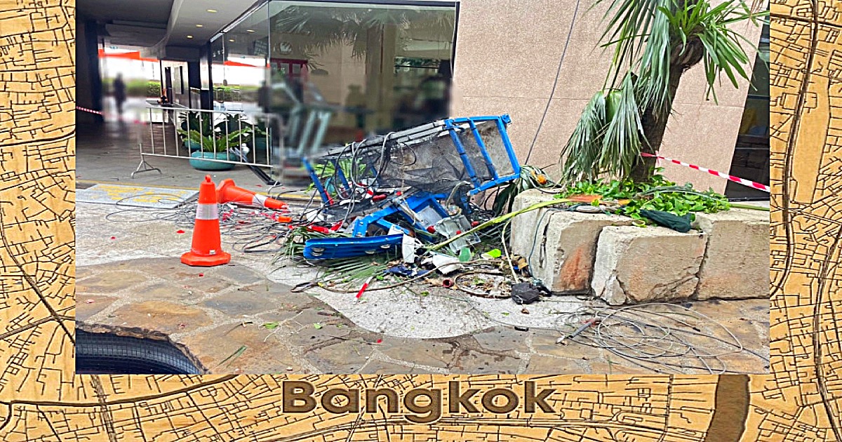 Schoonmaakgondel stort van een wolkenkrabber in Bangkok naar beneden, waarbij de ramenwasser omkwam