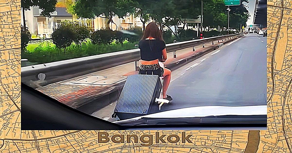 Yep ! Het rijden op een gemotoriseerde koffer op de weg in Thailand is illegaal