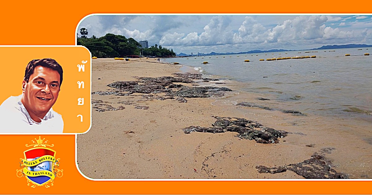 Het strand van Jomtien toch bevuild met plakkaten olie, excuses aan de toeristen!