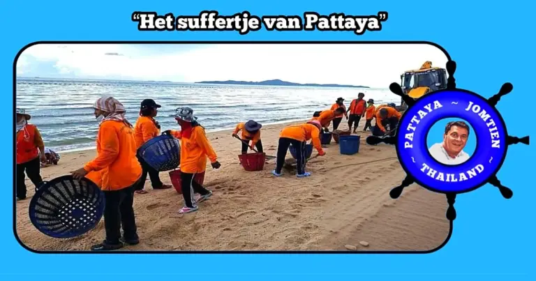 Toeristen reageren geërgerd over olievlek op stranden van Jomtien, Pattaya haast zich om alles zo snel mogelijk op te ruimen 