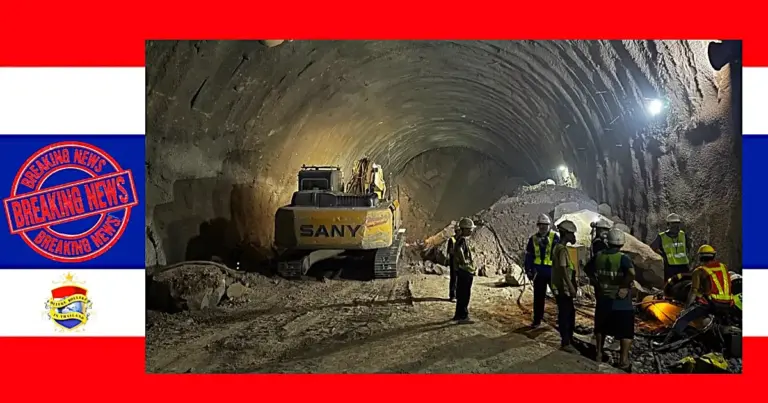 BREAKING | Reddingswerkers zeggen dat ze nog maar een meter van de eerste ingesloten arbeider in de ingestorte treintunnel in Noordoost-Thailand verwijderd zijn.
