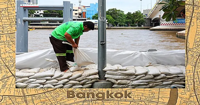 Vloedgolf op weg naar de hoofdstad van Thailand
