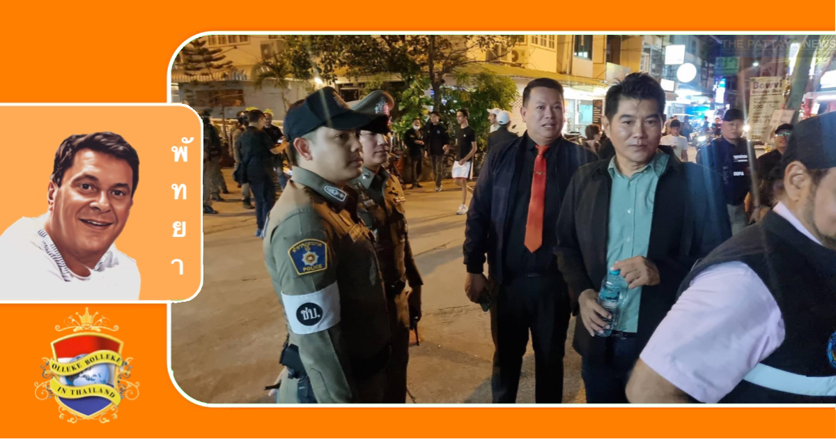 Provinciaal parlementslid en een senator inspecteren de Walking Street en Soi Yensabai van Pattaya om problemen met motorcoureurs uit het Midden-Oosten aan te pakken