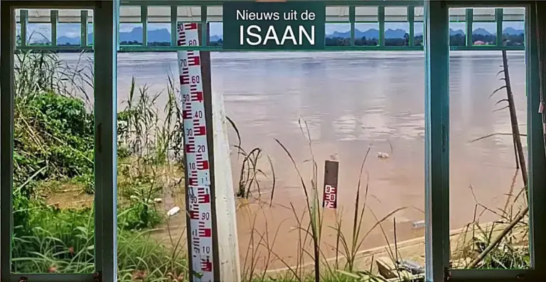 Stijgende waterstanden in de Mekong vormen een bron van zorg in de provincie Noordoost-Thailand 