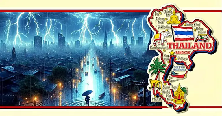 De moessonregens zullen vandaag en morgen 44 provincies in Thailand treffen, zware stortbuien verwacht