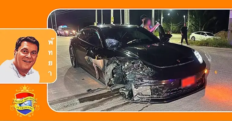 Spiksplinternieuwe Porsche crasht in Pattaya Oost en eist leven van motorrijder