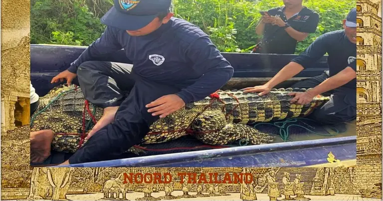De lokale bevolking in Noord-Thailand haalt opgelucht adem nu een gevaarlijke krokodil gevangen is