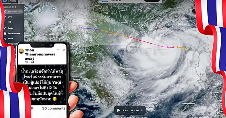 Typhoon Yagi raakt deze week het grootste deel van Thailand met zware regenval