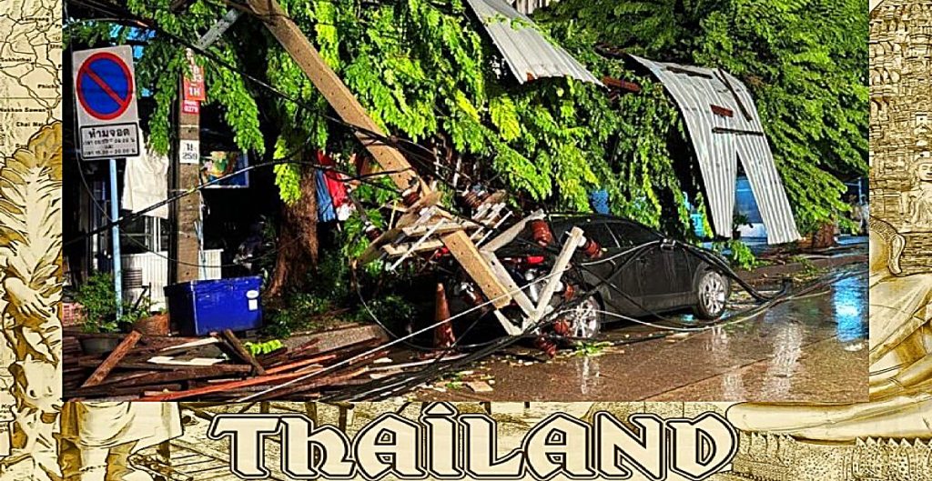 Krachtige storm blaast het dak van het in centraal Thailand gelegen Phra Nang Klao ziekenhuis af