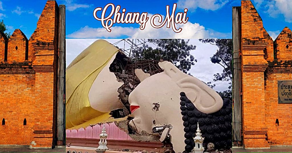 Het hoofd van een Boeddha beeld in Noord-Thailand valt een dag na wijding ter aarde