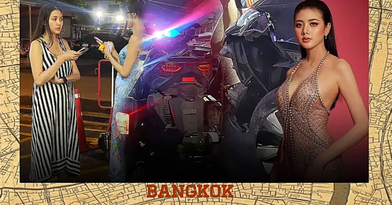 Miss Grand Chiang Mai, de schoonheidsprinses uit Noord-Thailand crasht met haar auto in Bangkok en rijdt 4 burgers het ziekenhuis in