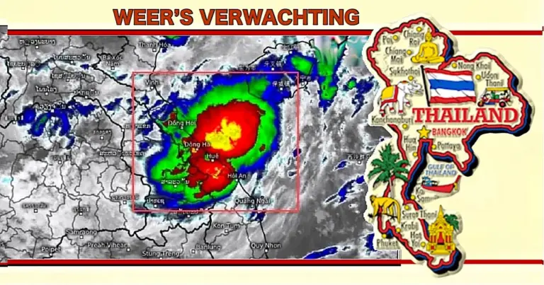 De nieuwe tropische storm “Wrath” gaat komend weekend voor meer wateroverlast in Thailand zorgen 