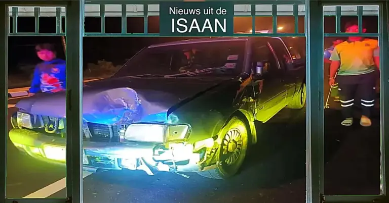Schoolleraar botst meerdere keren tegen geparkeerde voertuigen in Buriram