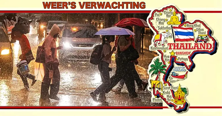 Vandaag zal er in heel Thailand veel regen gaan vallen 