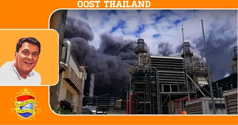 In Oost-Thailand, in het district Rayong is een grote brand in een PVC-fabriek uitgebroken