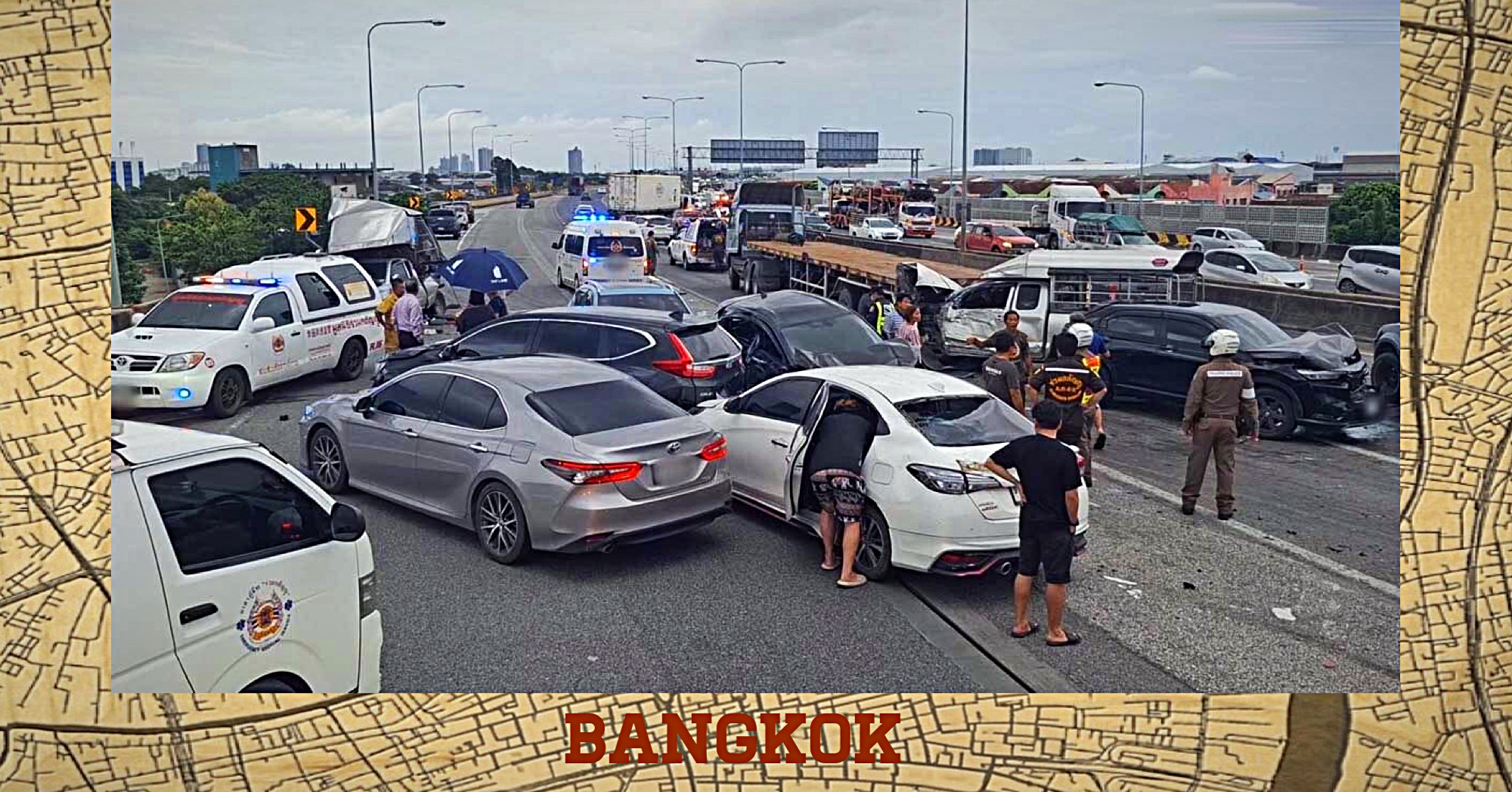 Vrachtwagen ramt 16 auto’s in Bangkok, 17 mensen raakte gewond