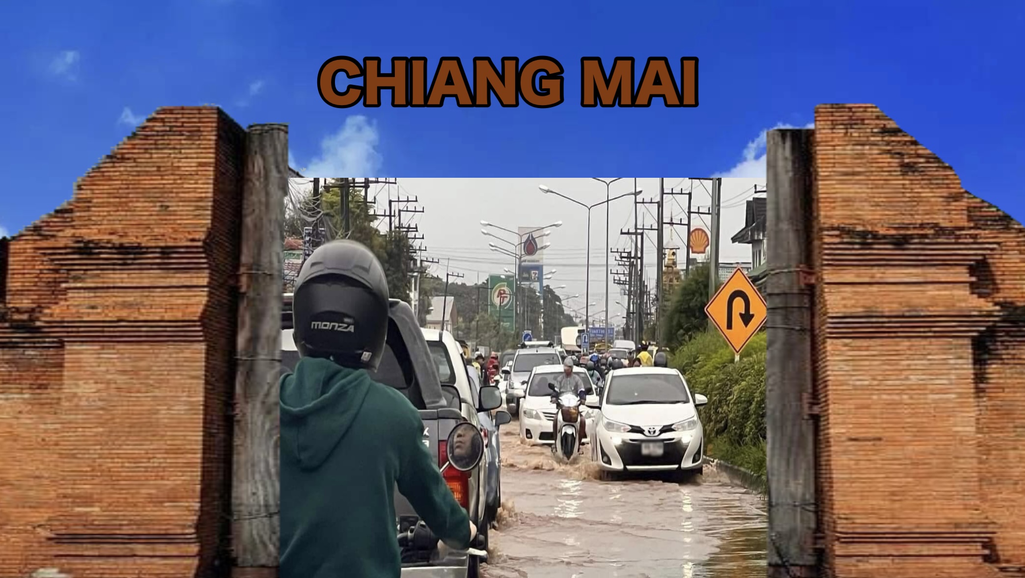 Tropische storm Sulik veroorzaakt hevige regenval in Noord-Thailand, waardoor de huizen van mensen onder water komen te staan.