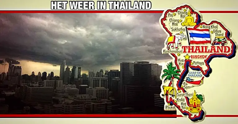 De meteorologische dienst van Thailand waarschuwt vandaag voor zware regenval met temperatuurdalingen in 32 provincies