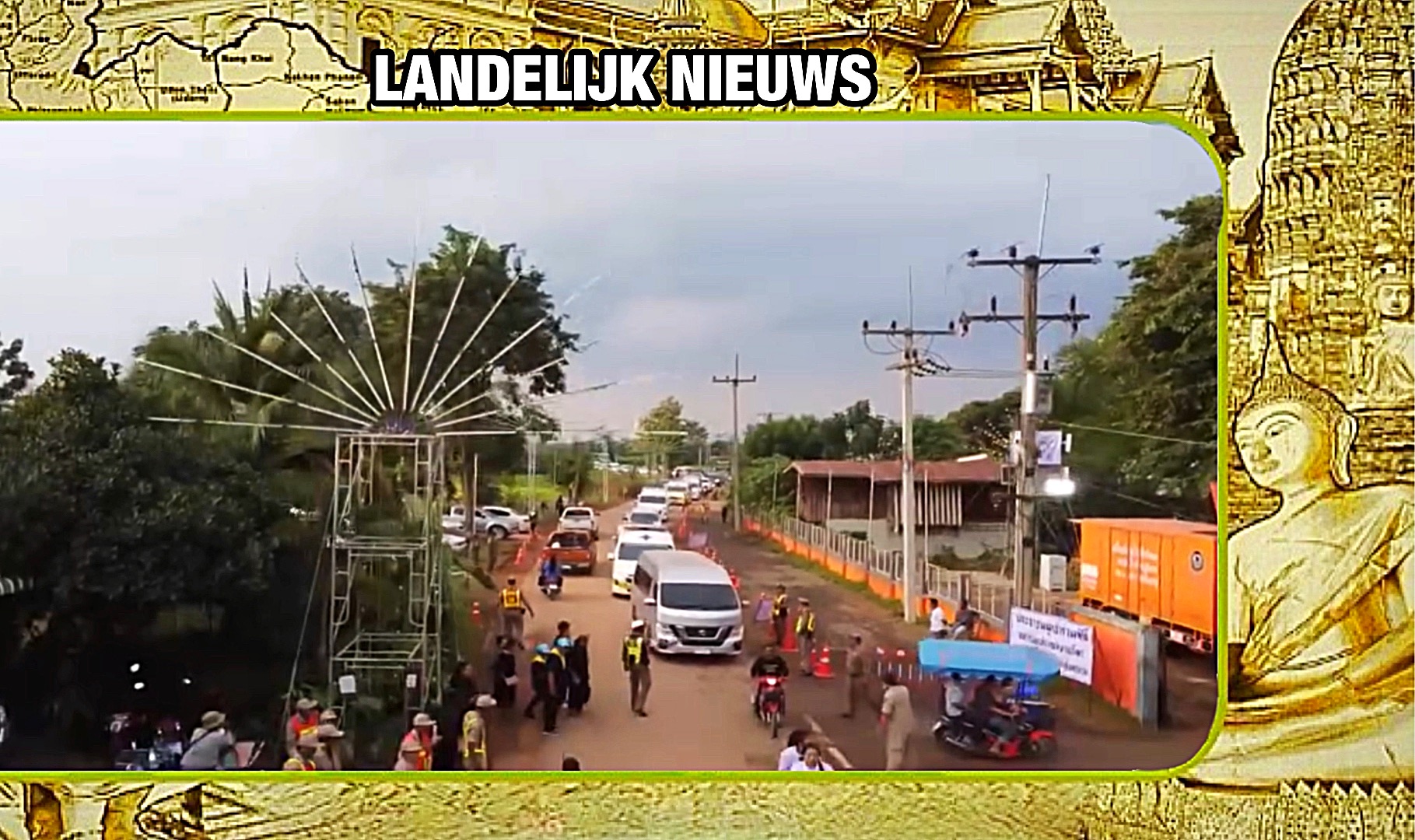Grote belangstelling bij de crematie gelegenheid van de busbrand slachtoffers in Noord-Thailand, tal van hoogwaardigheid bekleders aanwezig