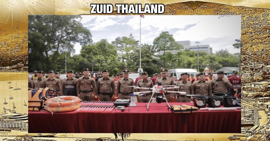 Politie Phuket zet speciale hulpapparatuur w.o. drones in om noodsituaties door overstromingen aan te pakken