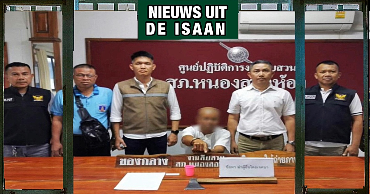 Woedende monnik vermoord in Noordoost-Thailand het dorpshoofd nadat hij uit de tempel  was gezet