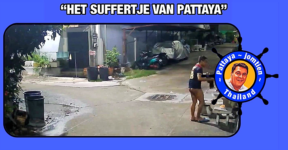 Nakende dief steelt in Pattaya sportuniform en trekt het pal voor de beveiligingscamera aan