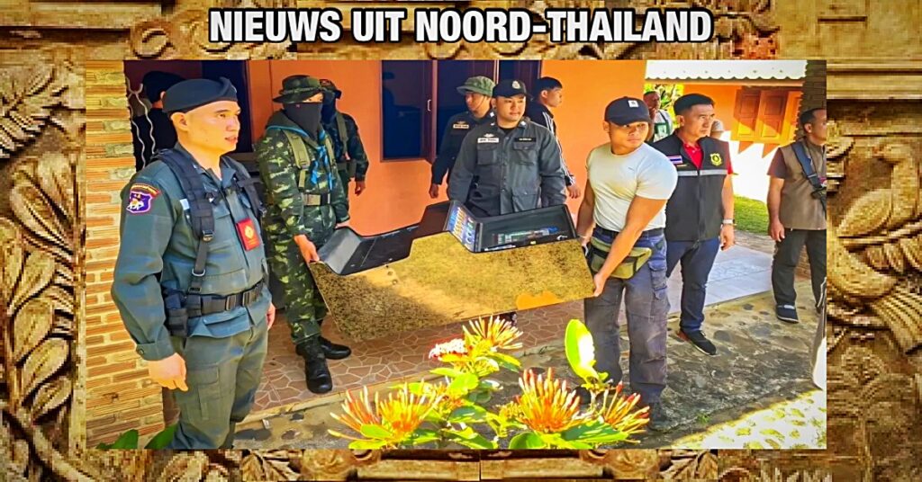 De politie in Noord-Thailand nam na een anonieme tip 77 speelautomaten in beslag 